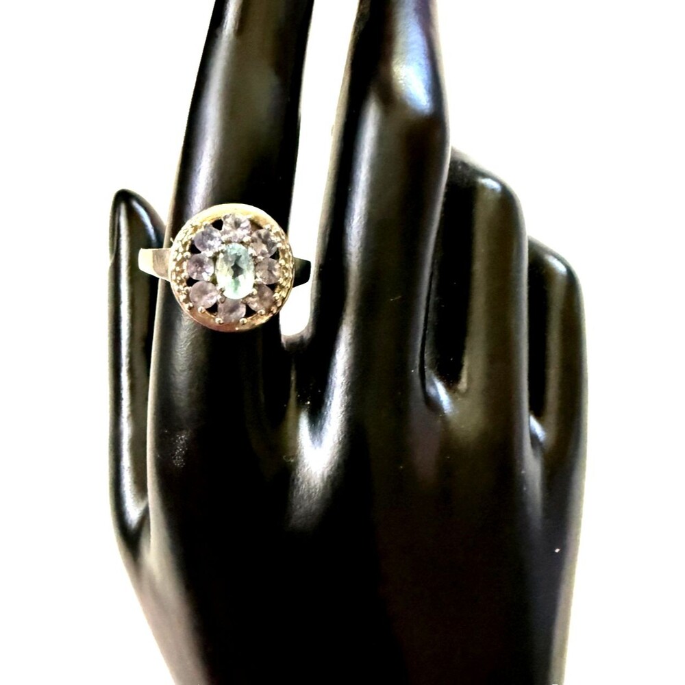 New Vintage Pastel Gemstone Floral Cluster Cocktail Ring Size 8.5